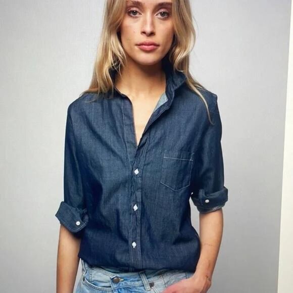 🆕FRANK & EILEEN Barry Raw Rinse Denim Shirt Small - Picture 1 of 3